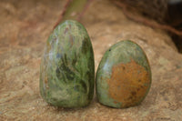 Polished  Green Chrysoprase Standing Free Forms  x 6 From Ambatondrazaka, Madagascar