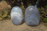 Polished Banded Agate Standing Free Forms  x 6 From West Coast, Madagascar