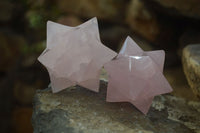 Polished Gemmy Rose Quartz Merkabah Stars x 6 From Madagascar