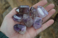 Polished Window Amethyst Point With Hints Of Smokey Quartz x 20 From Ankazobe, Madagascar