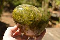 Polished Green Opal Standing Free Forms  x 2 From Antsirabe, Madagascar - TopRock