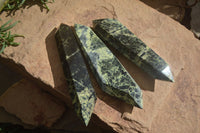 Polished Double Terminated Leopard Stone Points  x 3 From Zimbabwe