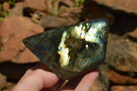 Polished Labradorite Standing Free Forms With Intense Blue & Gold Flash x 3 From Sakoany, Madagascar - TopRock