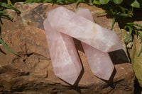 Polished Double Terminated Pink Rose Quartz Points  x 4 From Ambatondrazaka, Madagascar - TopRock