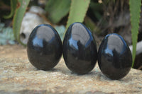 Polished Black Basalt Eggs  x 6 From Madagascar - Toprock Gemstones and Minerals 