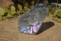 Polished Rare Purple Flash Labradorite Standing Free Forms x 3 From Tulear, Madagascar