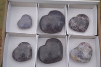 Polished Purple Lepidolite Hearts  x 6 From Madagascar - TopRock