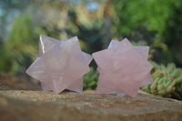 Polished Gemmy Rose Quartz Merkabah Stars x 6 From Madagascar