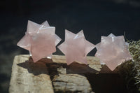 Polished Gemmy Rose Quartz Merkabah Stars x 6 From Madagascar