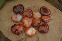 Polished Carnelian Agate Hearts  x 12 From Madagascar