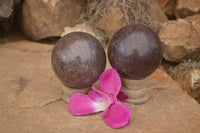 Polished Red Garnet Spheres  x 2 From Madagascar - TopRock