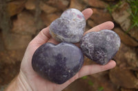 Polished Purple Lepidolite Hearts  x 6 From Madagascar - TopRock