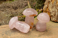 Polished Large Gemmy Pink Rose Quartz Mushrooms  x 5 From Madagascar - TopRock