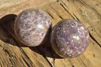 Polished Purple Lepidolite Spheres x 2 From Madagascar - TopRock