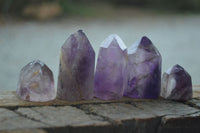 Polished Window Amethyst Point With Hints Of Smokey Quartz x 20 From Ankazobe, Madagascar