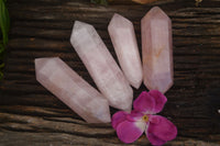 Polished Double Terminated Pink Rose Quartz Points  x 4 From Ambatondrazaka, Madagascar - TopRock