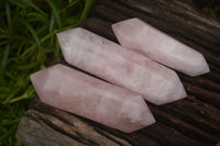 Polished Double Terminated Pink Rose Quartz Points  x 4 From Ambatondrazaka, Madagascar - TopRock