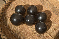 Polished  Schorl Black Tourmaline Spheres x 6 From Madagascar