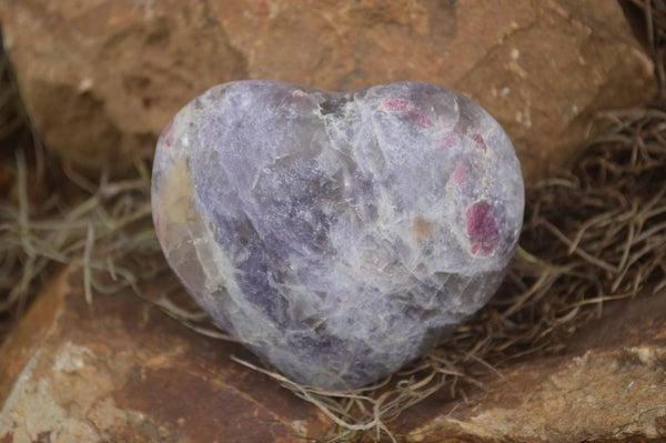 Polished Purple Lepidolite Hearts  x 6 From Madagascar - TopRock