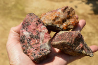 Natural Rough Pink & Black Rhodonite Specimens  x 6 From Zimbabwe - TopRock