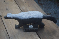 Polished Groovy Black & White Soapstone Honey Badger Carving  x 1 From Zimbabwe - Toprock Gemstones and Minerals 