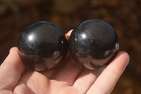 Polished  Schorl Black Tourmaline Spheres x 6 From Madagascar