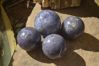 Polished Purple Lepidolite With Rubellite Spheres  x 4 From Madagascar