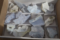 Natural Etched Blue Chalcedony Specimens  x 12 From Nsanje, Malawi