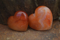 Polished Carnelian Agate Hearts  x 12 From Madagascar