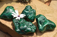 Polished Malachite Free Forms With Stunning Flower & Banding Patterns x 4 From Congo - TopRock