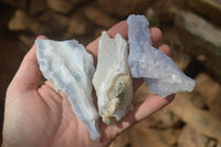 Natural Etched Blue Chalcedony Specimens  x 12 From Nsanje, Malawi