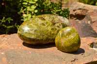 Natural Green Opal Standing Free Forms  x 2 From Madagascar - TopRock