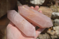 Polished Double Terminated Pink Rose Quartz Points  x 4 From Ambatondrazaka, Madagascar - TopRock