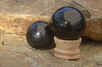 Polished  Schorl Black Tourmaline Spheres x 6 From Madagascar