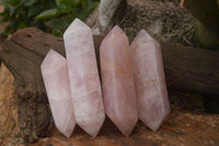 Polished Double Terminated Pink Rose Quartz Points  x 4 From Ambatondrazaka, Madagascar - TopRock