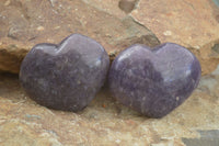 Polished Purple Lepidolite Hearts  x 6 From Madagascar - TopRock