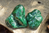 Polished Malachite Free Forms With Stunning Flower & Banding Patterns x 4 From Congo - TopRock