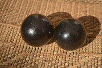 Polished  Schorl Black Tourmaline Spheres x 6 From Madagascar