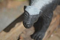 Polished Groovy Black & White Soapstone Honey Badger Carving  x 1 From Zimbabwe - Toprock Gemstones and Minerals 