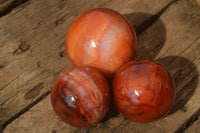 Polished  Carnelian Agate Spheres  x 3 From Madagascar