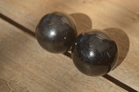 Polished  Schorl Black Tourmaline Spheres x 6 From Madagascar