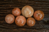 Polished Flashy Peach Moonstone Spheres  x 6 From Madagascar - Toprock Gemstones and Minerals 