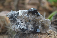 Natural Schorl Black Tourmaline & Smokey Quartz Specimens With Hyalite Opal x 2 From Erongo Mountains, Namibia - TopRock