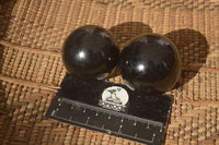 Polished  Schorl Black Tourmaline Spheres x 6 From Madagascar