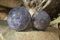 Polished Purple Lepidolite With Rubellite Spheres  x 4 From Madagascar