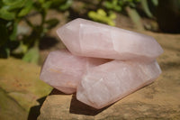 Polished Double Terminated Pink Rose Quartz Points  x 4 From Ambatondrazaka, Madagascar - TopRock