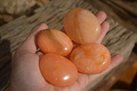 Polished Orange Twist Calcite Galets / Palm Stones x 20 From Maevantanana, Madagascar