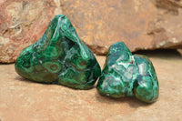 Polished Malachite Free Forms With Stunning Flower & Banding Patterns x 4 From Congo - TopRock