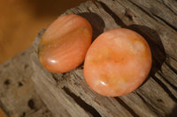 Polished Orange Twist Calcite Galets / Palm Stones x 20 From Maevantanana, Madagascar