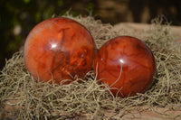 Polished  Carnelian Agate Spheres  x 3 From Madagascar